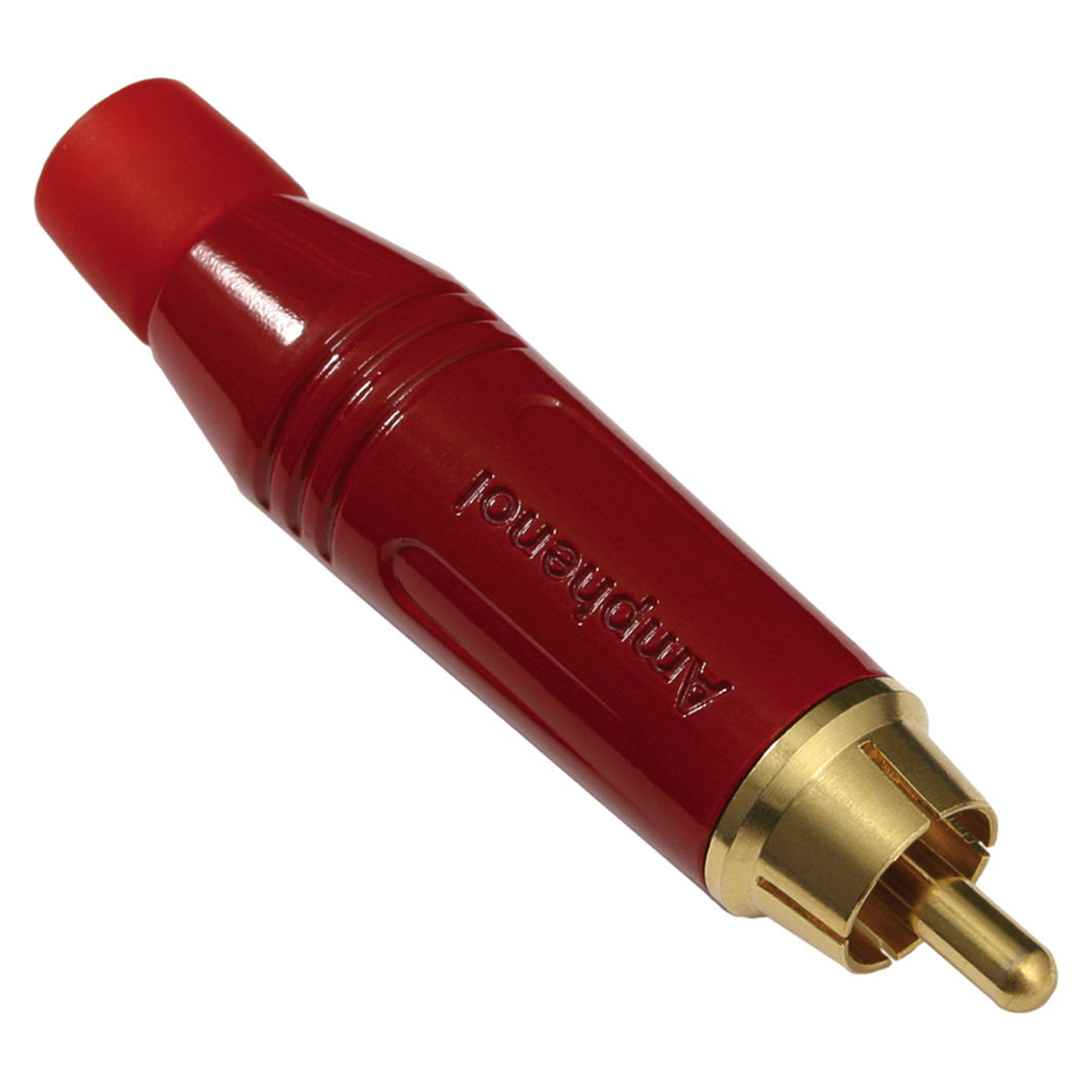 Amphenol RCA male, inline, gold plated contact, red