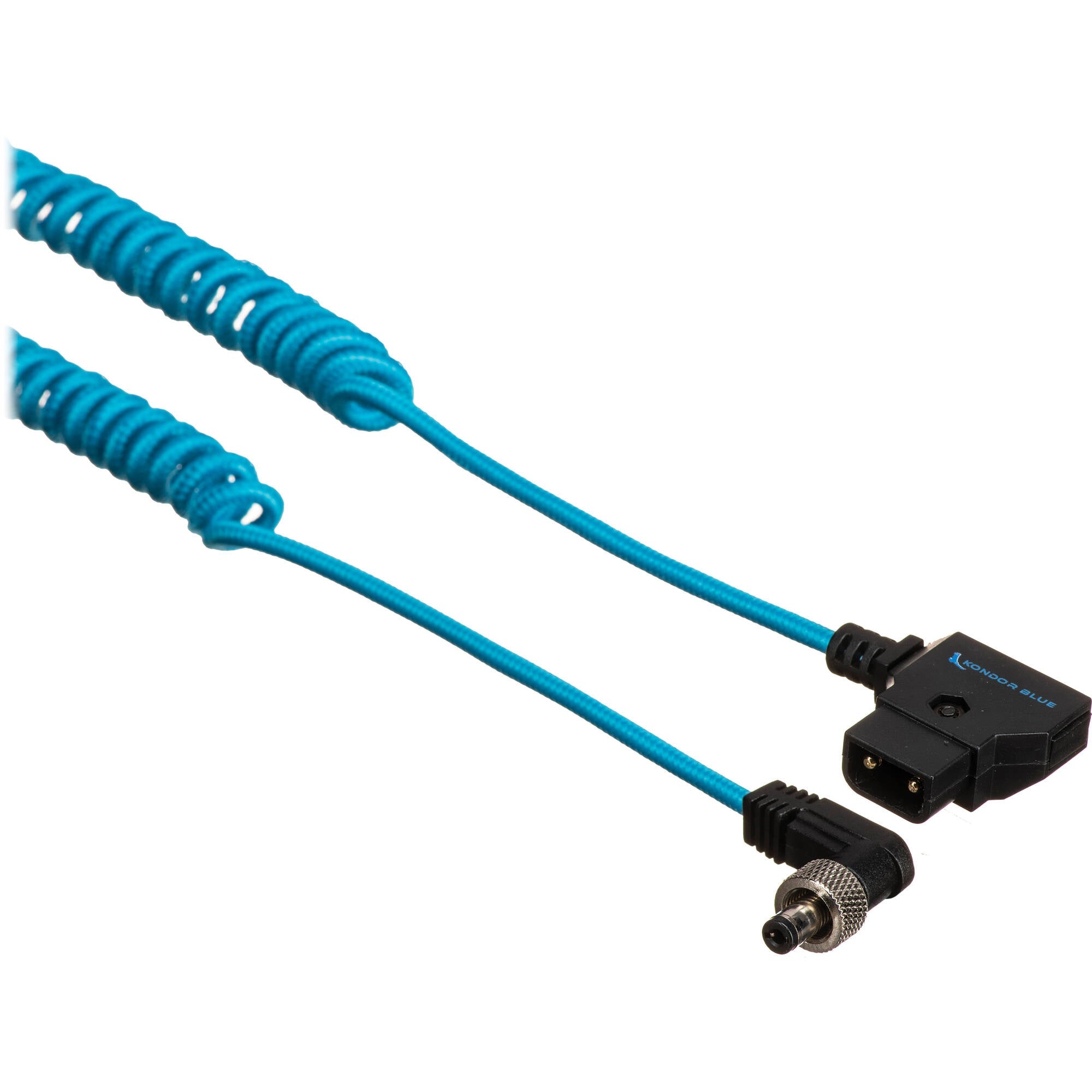 Kondor Blue Coiled D-Tap to Locking DC 2.1mm Right-Angle Cable (Blue)