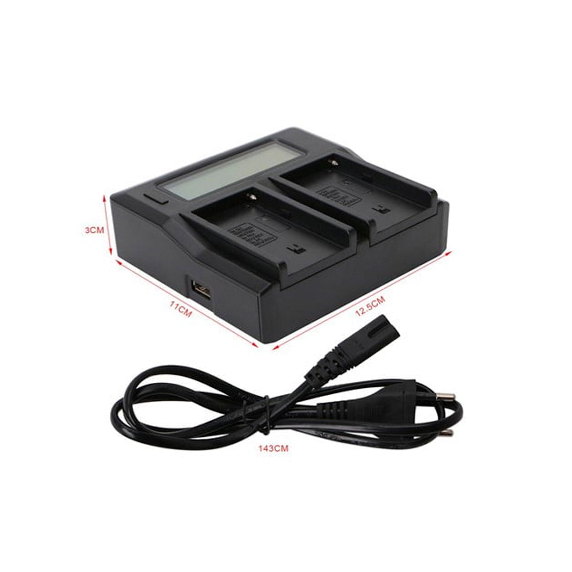 GPB Dual Charger with LCD Display for Sony NP-F550 NP-F750 NP-F970 Batteries