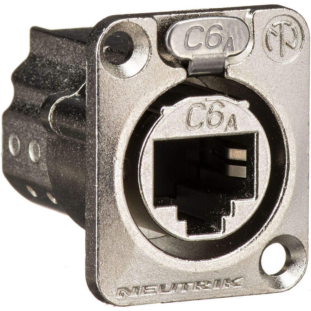 Neutrik NE8FDX-P6 D-Shape Cat 6a Shielded Feedthrough Panel Connector (Nickel)