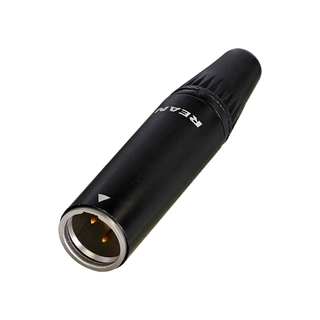 REAN Mini-XLR, 3-pole , metal-, Soldering-male connector, gold plated contact(s), straight, black