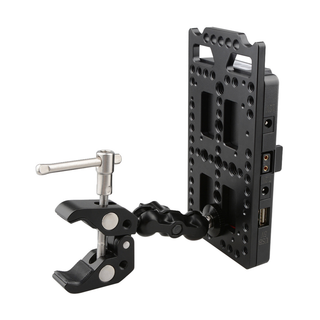 Camvate V-Lock Mounting Plate Power Supply Splitter with Super Clamp Crab Pliers Clip