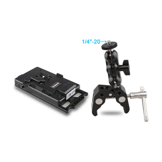 Camvate V-Lock Mounting Plate Power Supply Splitter with Super Clamp Crab Pliers Clip