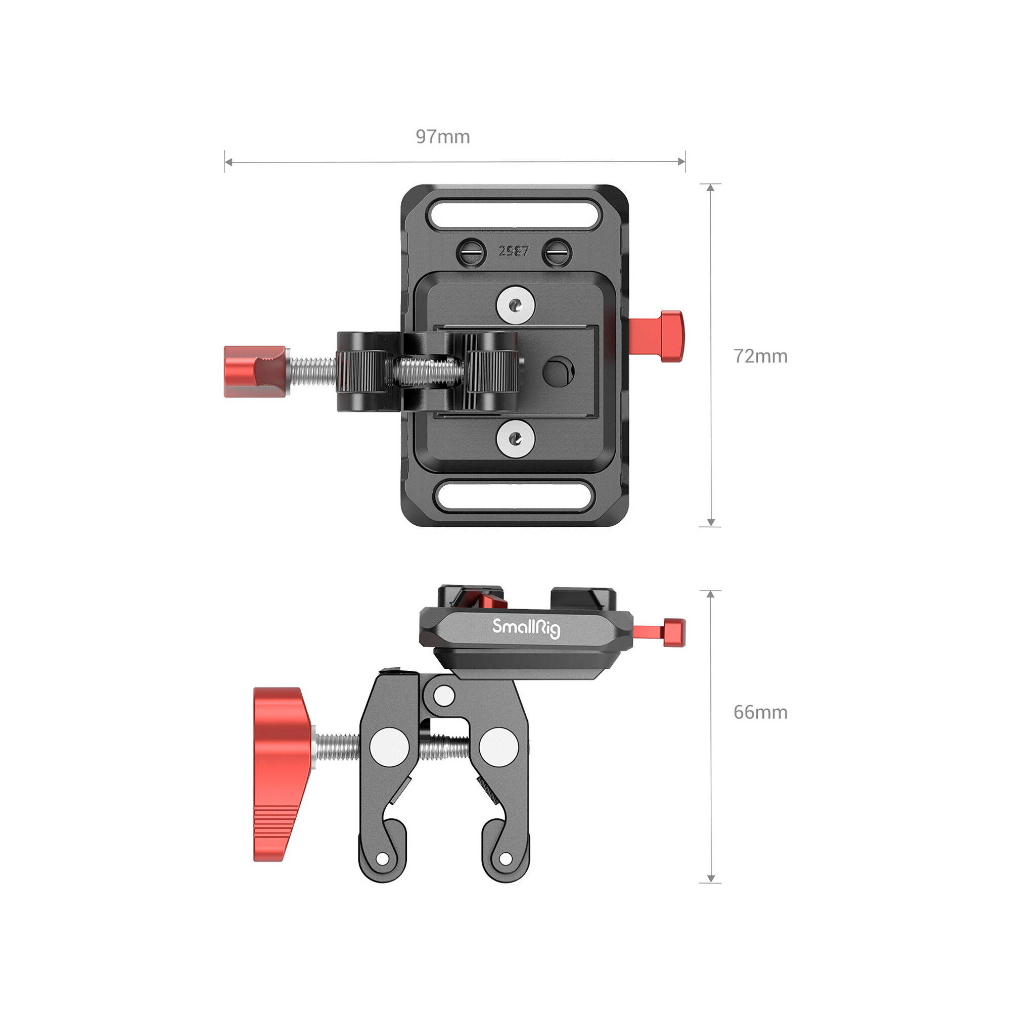 SmallRig mini V Mount Battery Mount Plate with Crab-Shaped Clamp 2989